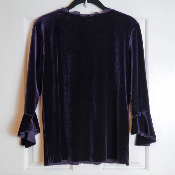 Impressions Deep Purple Velvet Blouse, Size Small - Picture 2 of 3